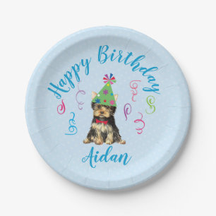 Birthday Party Yorkie Paper Plates