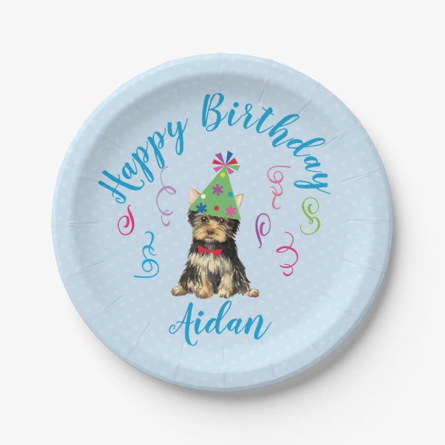 Birthday Party Yorkie Paper Plates (Front)