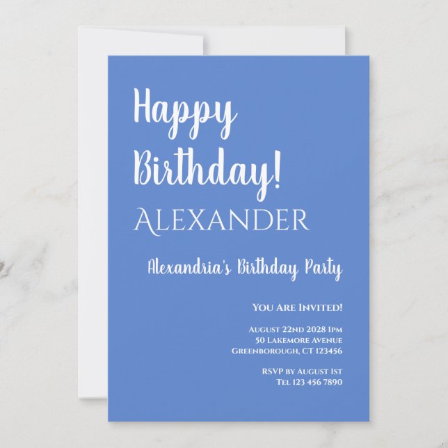 Birthday Pastel Blue Happy Birthday Invitation (Front)