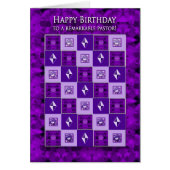 Birthday, Pastor, Purple/Silver Abstract Patterns (Front)
