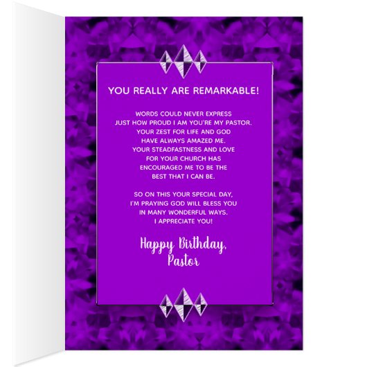 Birthday, Pastor, Purple/Silver Abstract Patterns (Inside (Right))