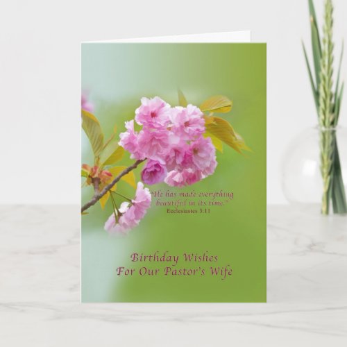 Birthday Pastors Wife Cherry Blossoms Religiou Card