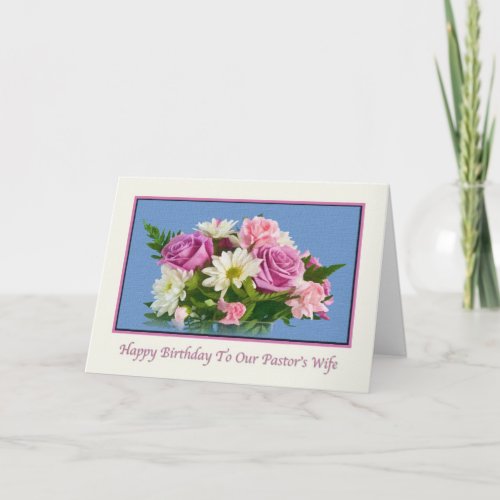 Birthday Pastors Wife Flowers Birds Card