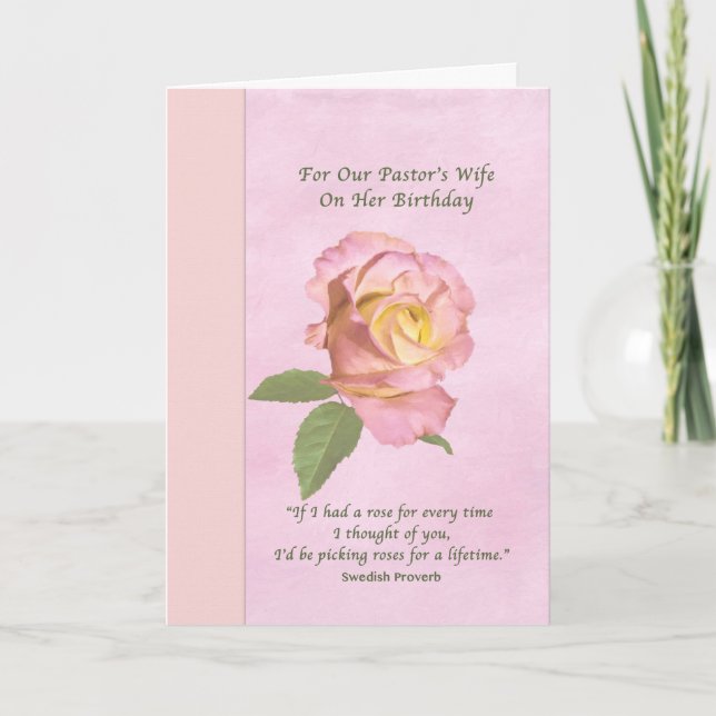 Birthday, Pastor's Wife, Peace Rose Card (Front)