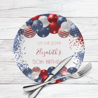 Birthday patriotic USA red white blue flag