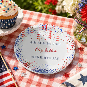 Birthday patriotic USA red white blue Paper Plates