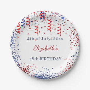 Birthday patriotic USA red white blue Paper Plates