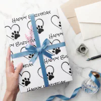 Paw print wrapping paper with name for pet animal