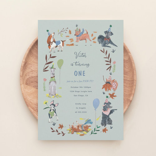 Birthday Paw_ty cute puppy dogs  Invitation