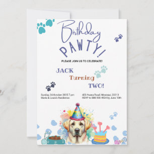 Birthday Pawty Labrador Retriever Dog Birthday Invitation