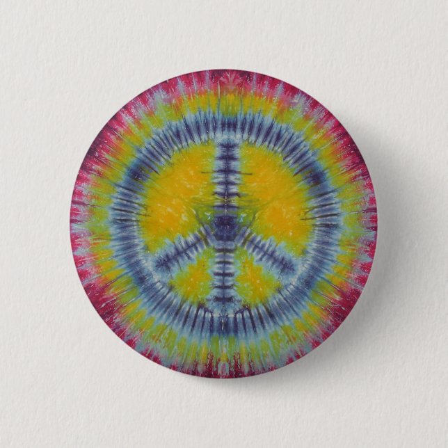 Birthday Peace Sign Tie Dye Flair Button (Front)