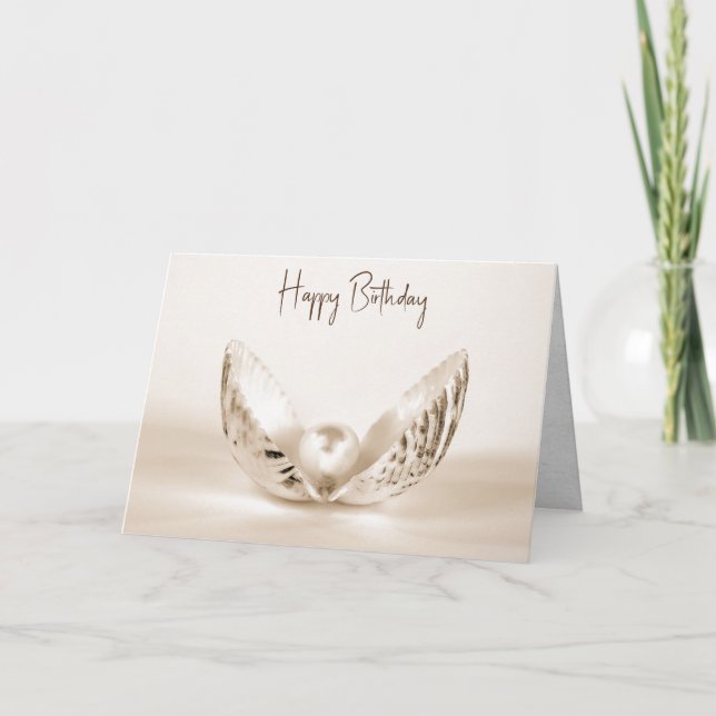 Birthday Pearl In An Oyster Card (Front)