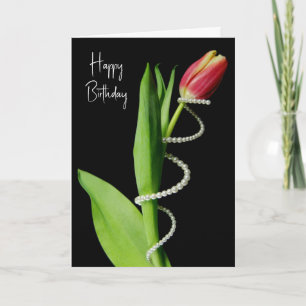 Birthday Pearls Wrapped Around a Tulip Card