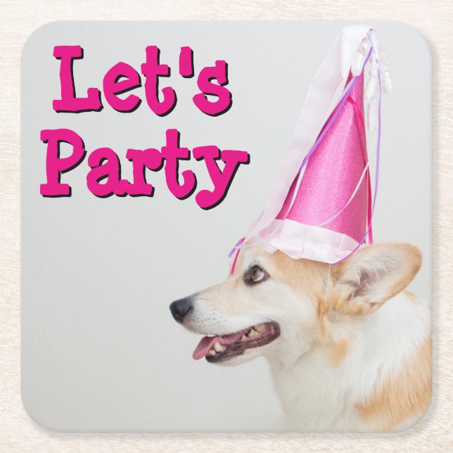 Birthday Pembroke Welsh Corgi Dog Square Paper Coaster (Front)
