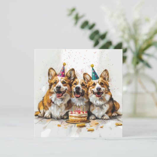Birthday Pembroke Welsh Corgi Dogs (Standing Front)