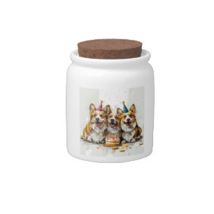 Birthday Pembroke Welsh Corgi Dogs Candy Jar