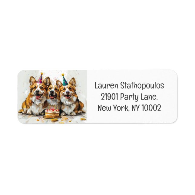 Birthday Pembroke Welsh Corgi Dogs Label (Front)