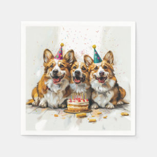 Birthday Pembroke Welsh Corgi Dogs Napkins