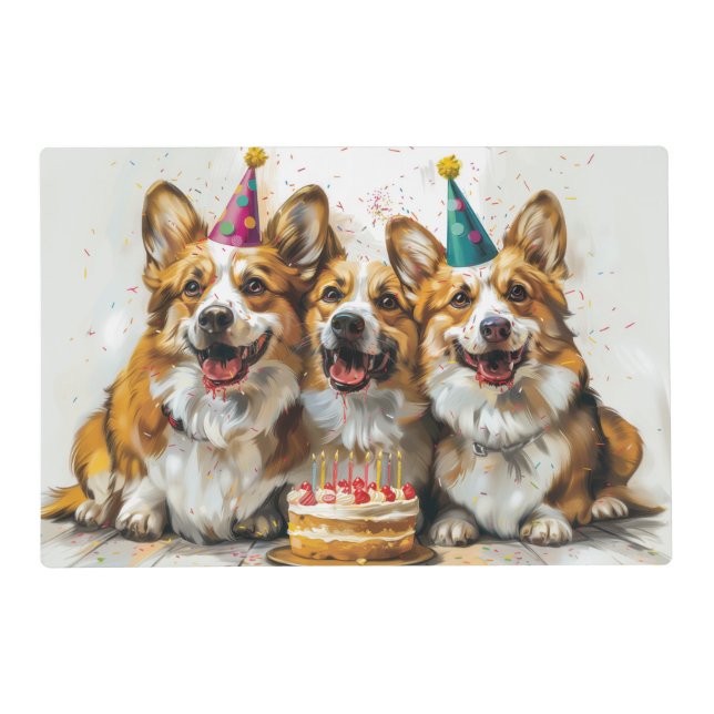 Birthday Pembroke Welsh Corgi Dogs Placemat (Front)