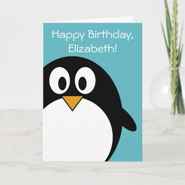 Birthday Penguin Customizable Card (Front)