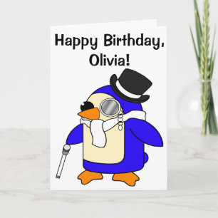 Birthday Penguin Customizable Card