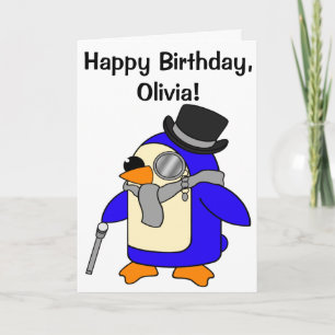 Birthday Penguin Customizable Card