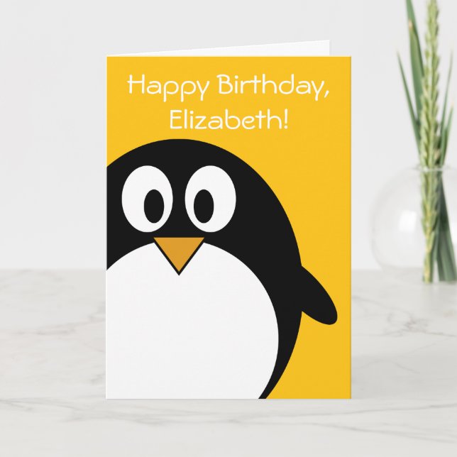 Birthday Penguin Customizable Card (Front)