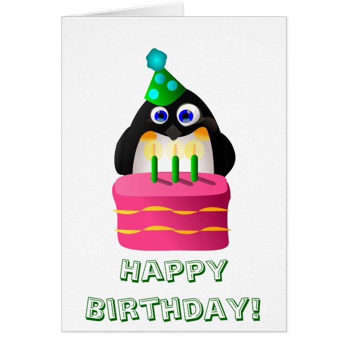 Birthday Penguin With Cake Cards