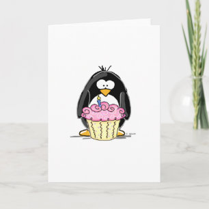 Birthday Penguin with Cupcake Card