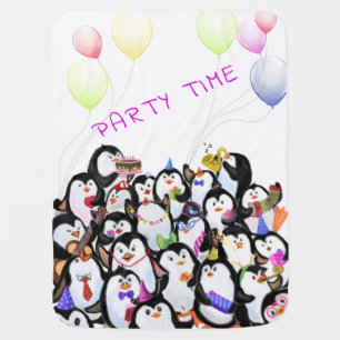 Birthday Penguins Baby Blanket - Custom Text