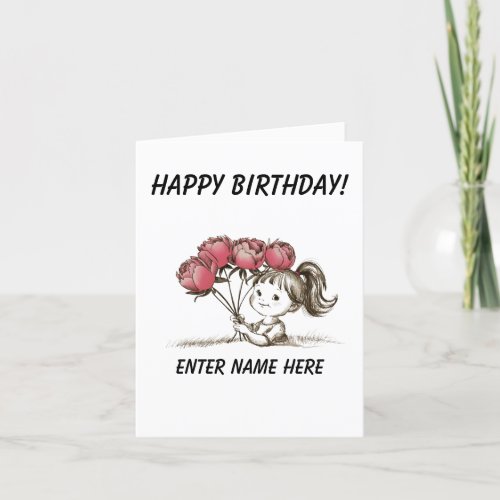 Birthday Peony Greeting Card
