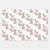 Birthday Peony Wrapping Paper Flat Sheet Set of 3 (Front)