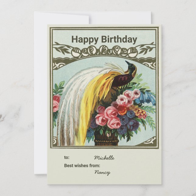 Birthday personalize peacock card (Front)