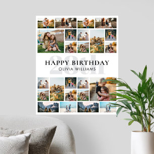Birthday Personalized 24 Photo Collage Poster