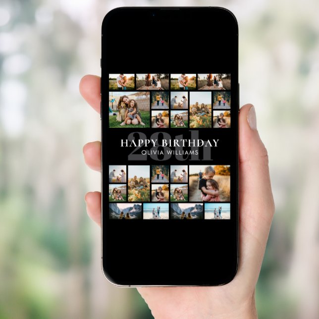 Birthday Personalized 24 Photo Collage Poster (Front Digital)