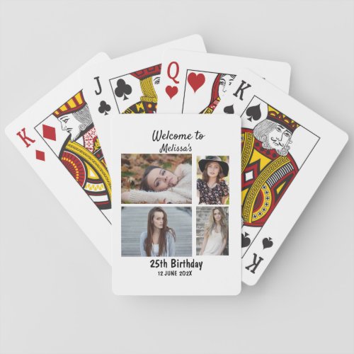 Birthday Personalized 4 Photo Collage Poker Cards