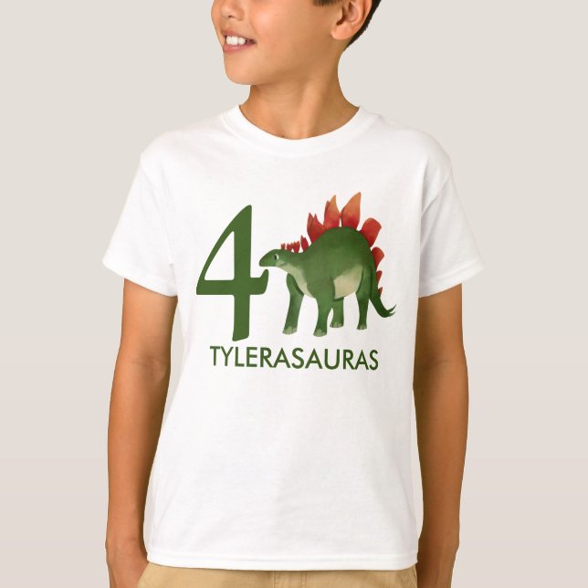 Birthday Personalized Dinosaur Shirt, 4th birthday T-Shirt (Front)