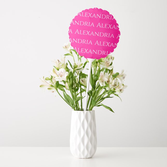 Birthday Personalized Name Hot Pink Party Balloon (Vase)