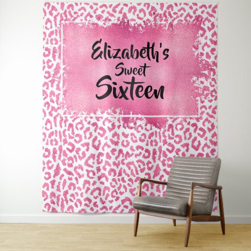 Birthday Photo Backdrop Pink Leopard Tapestry