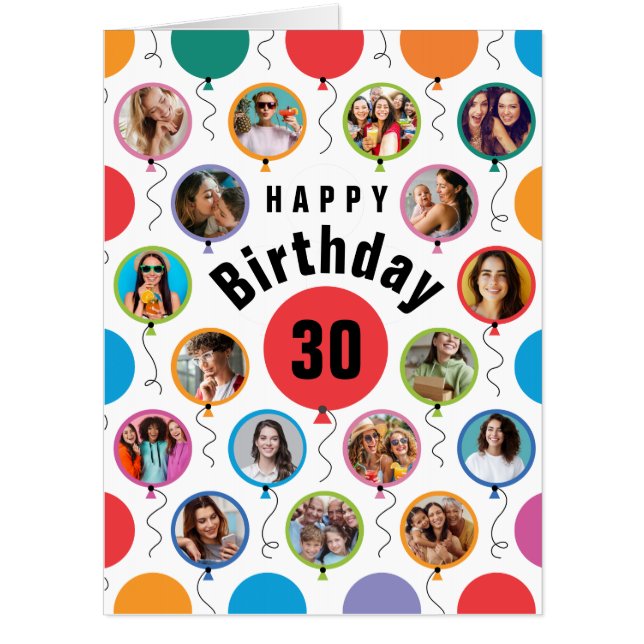 Birthday Photo Balloons Card (Front)