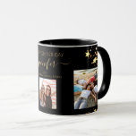 Birthday photo best friends black gold stars mug<br><div class="desc">A gift from friends for a woman's 21st birthday, celebrating her life with 3 of your photos of her, her friends, family, interest or pets. Personalize and add her name, age 21 and your names. Golden colored letters. A chic, classic black background. Her name is written with a modern hand...</div>