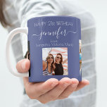 Birthday photo best friends names dark blue coffee mug<br><div class="desc">A gift from friends for a woman's 21st birthday, celebrating her life with 3 of your photos of her, her friends, family, interest or pets. Personalize and add her name, age 21 and your names. A dark blue colored background. Her name is written with a modern hand lettered style script...</div>