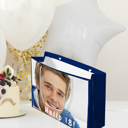 Birthday photo blue boy men large gift bag