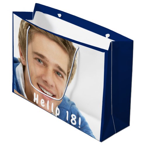 Birthday photo blue boy men large gift bag