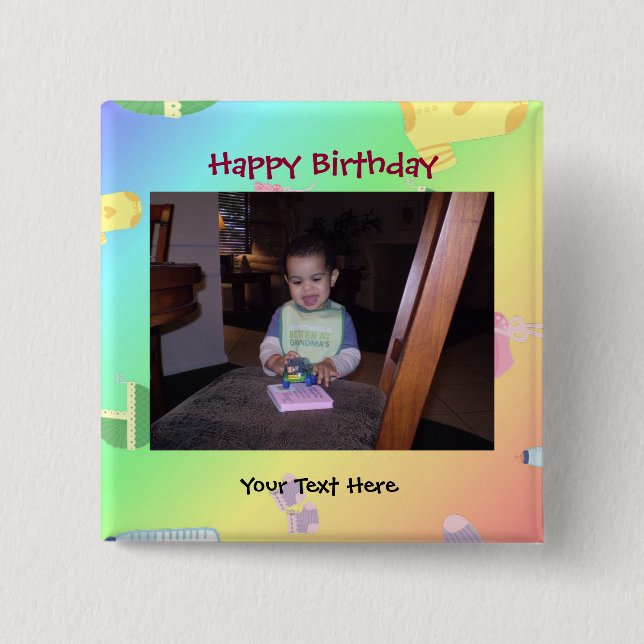 Birthday Photo Button/Pin Button (Front)