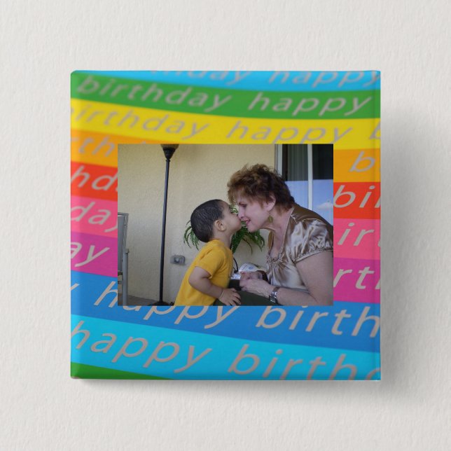 Birthday Photo Button/Pin Template Button (Front)