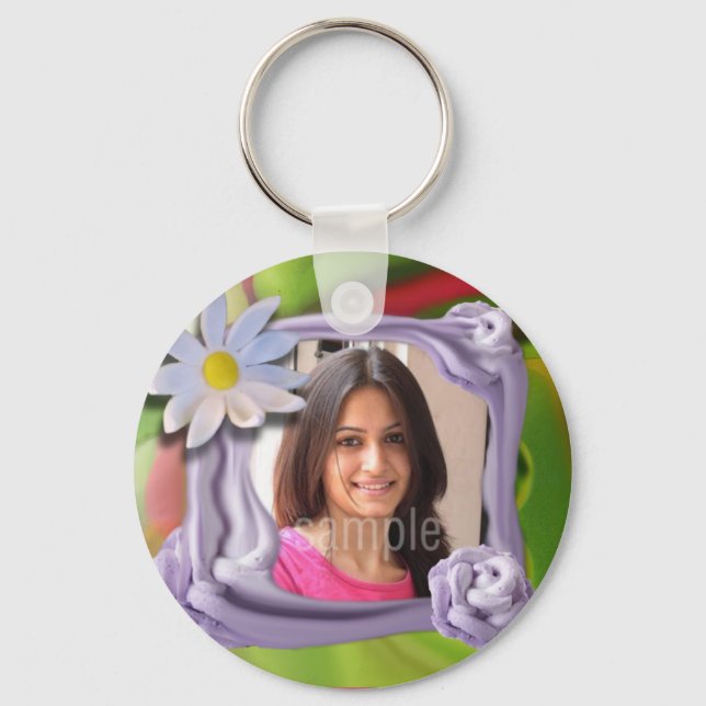 Birthday Photo, Cake Keychain (Front)