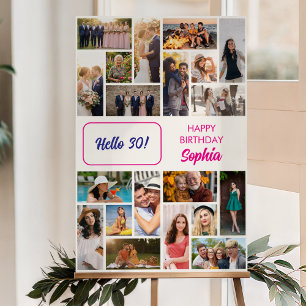 Birthday Photo Collage 20 Picture Any Age Welcome Foam Board