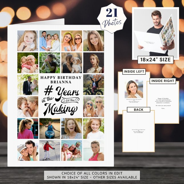 Birthday Photo Collage 21 Pictures Any Age Custom Card (Creator Uploaded)