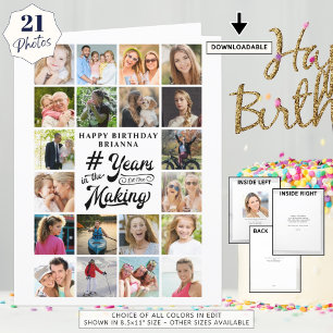 Birthday Photo Collage 21 Pictures Any Age Custom Card